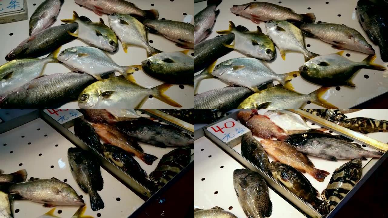 香港市场上有活的金fish鱼。