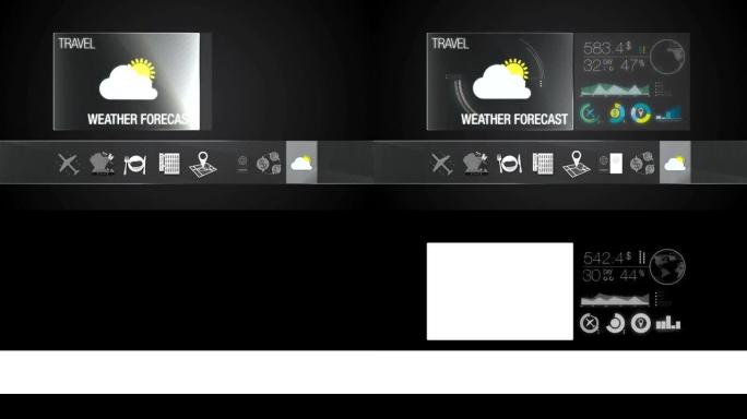 旅行内容的Wather预测图标。数字显示应用程序