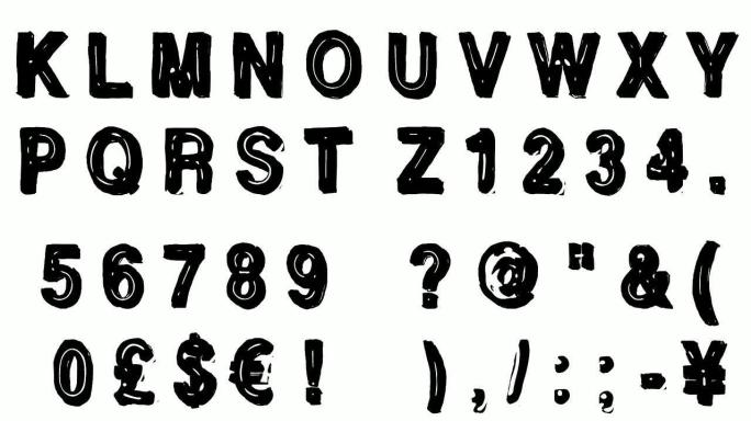 粗记号笔风格的手绘动画字体