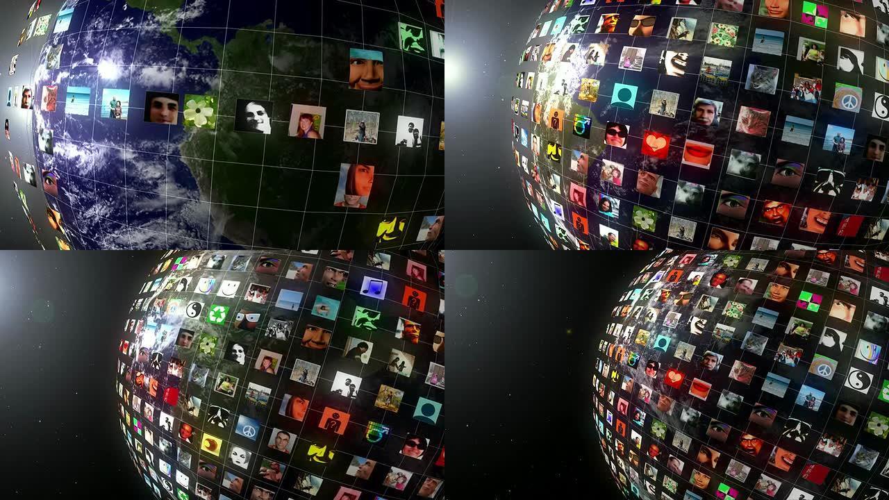 地球社交网络个人资料图片网格