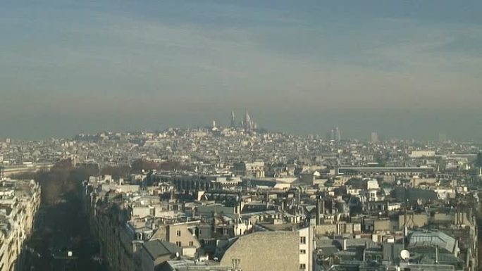 (HD1080i)巴黎:巴西广场Sacré-Cœur，从广阔的城市景观