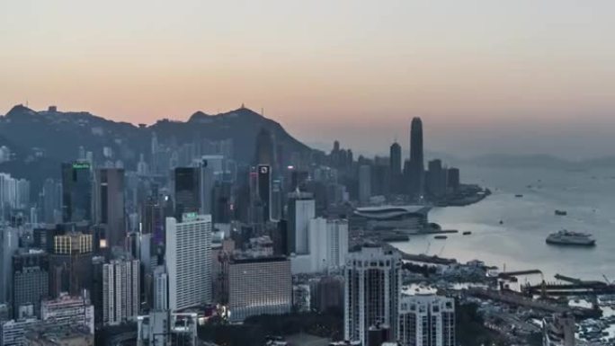 香港天际线暮光之城的4k时光倒流