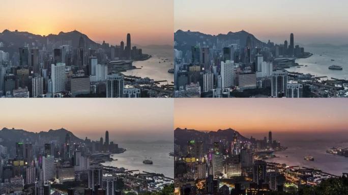 香港天际线暮光之城的4k时光倒流