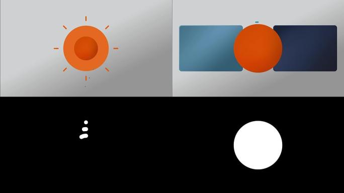 一个圆形和两个矩形用于演示，powerpoint模板