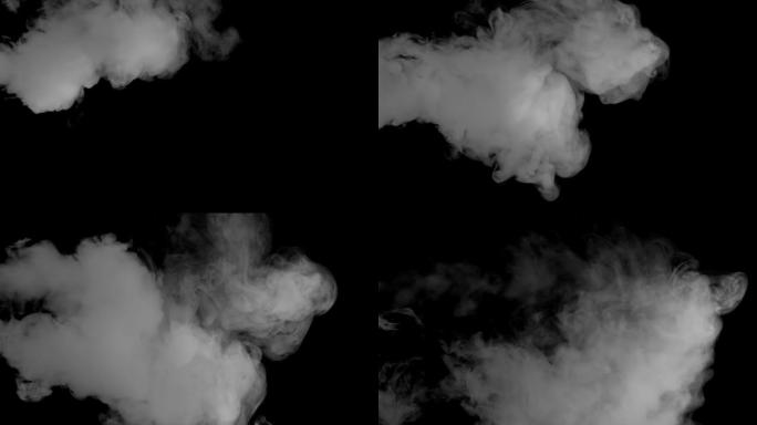 烟雾在黑色背景上的无缝运动，烟雾气氛