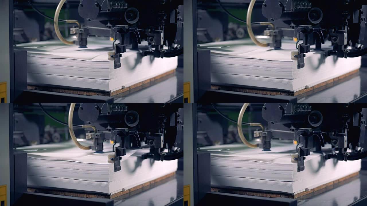 纸张正在胶印机中装载。