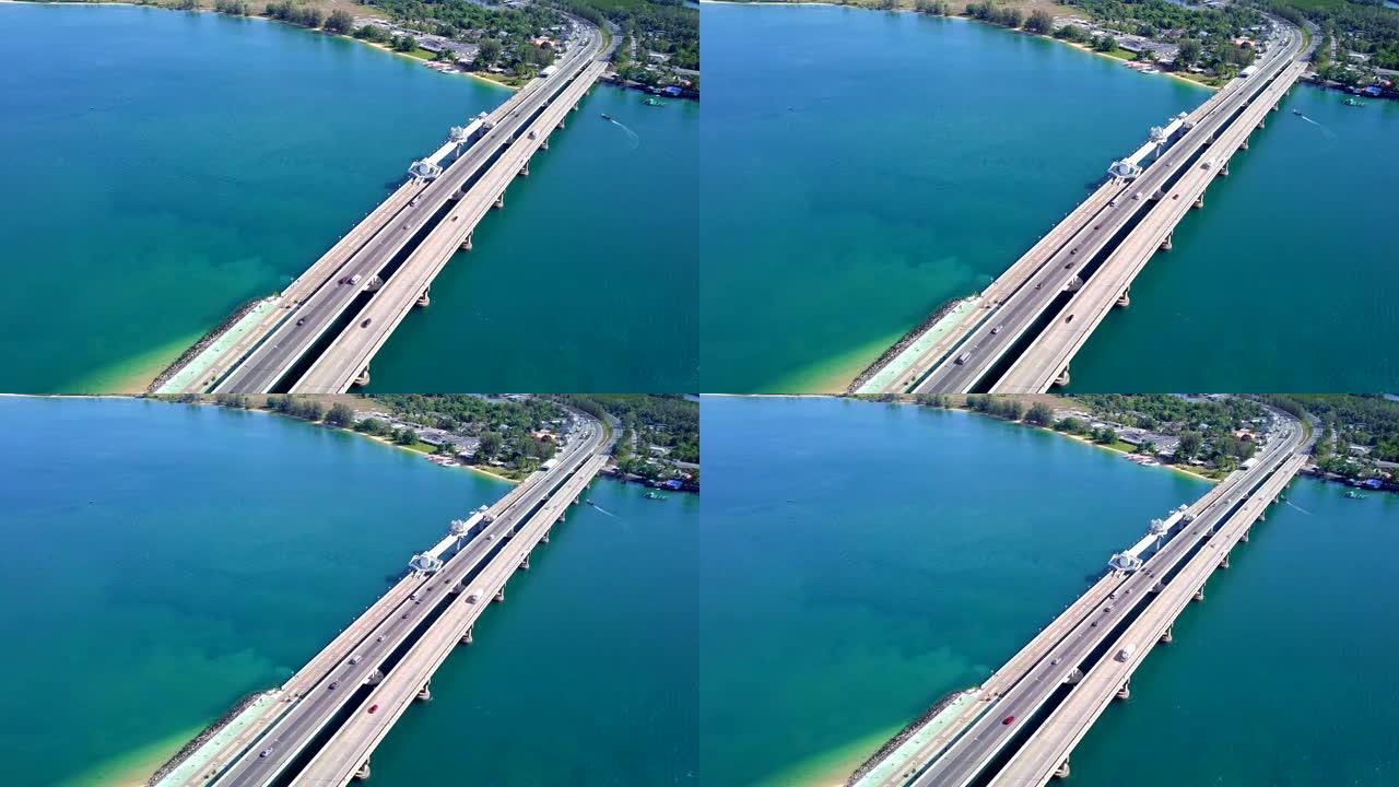 泰国普吉岛的鸟瞰图萨拉辛桥
