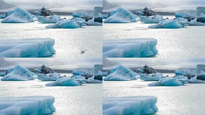 冰川泻湖的冰山
