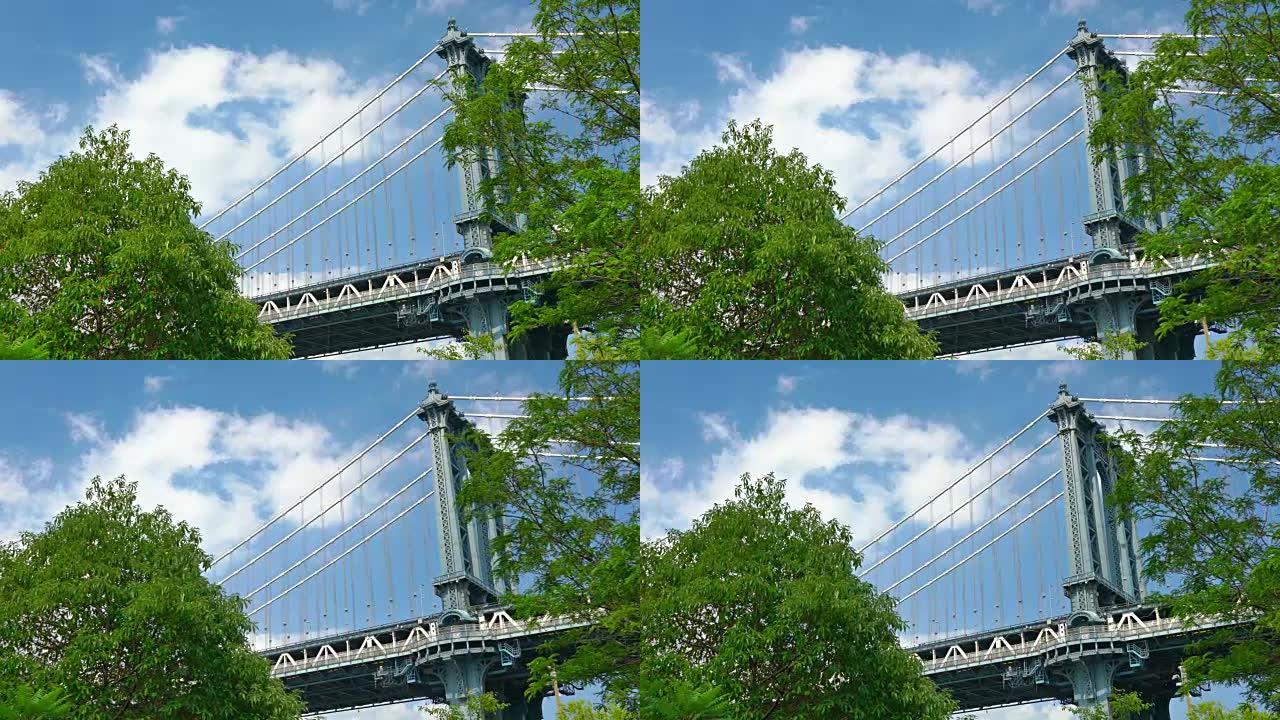 曼哈顿大桥和树，自然