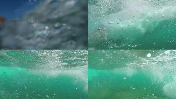 水下慢动作: 专业冲浪者捕捉大浪