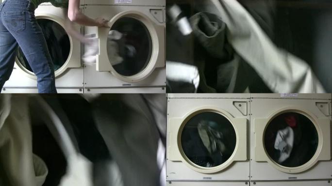 洗衣房，三个夹子智能电器洗衣机