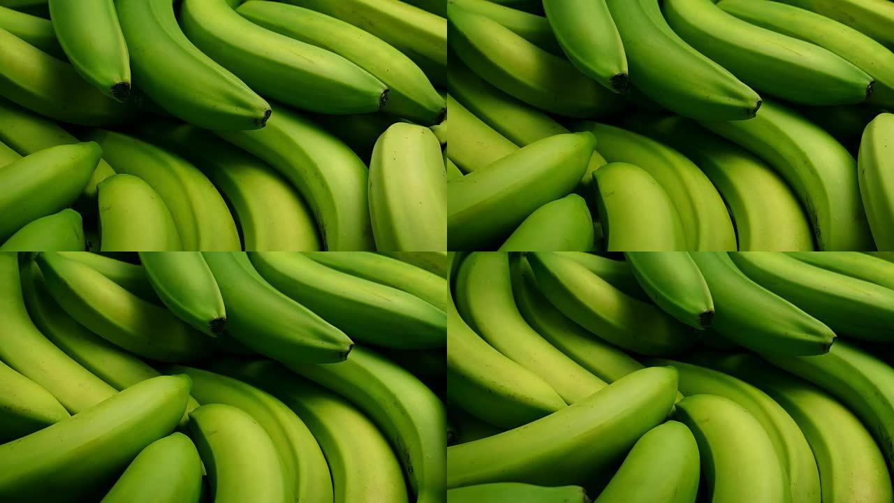 许多绿色香蕉特写