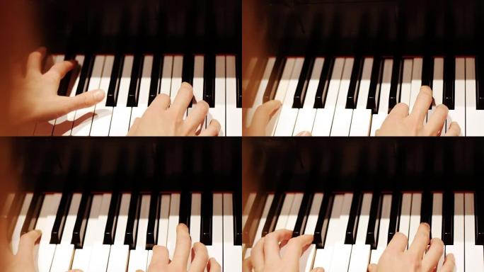 女人弹钢琴的特写镜头