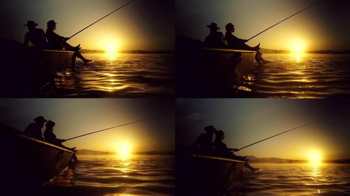 日落时与爱人钓鱼