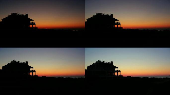黎明前的房屋轮廓天空泛白清晨早晨宁静唯美