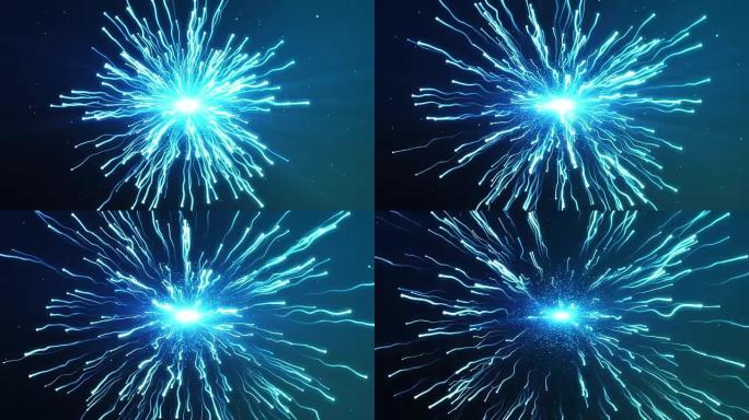 蓝色分子在相互作用中爆炸。