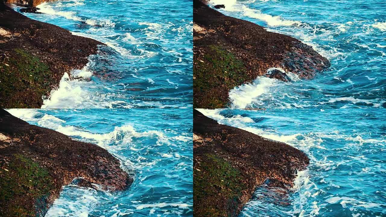 波浪压碎岩石