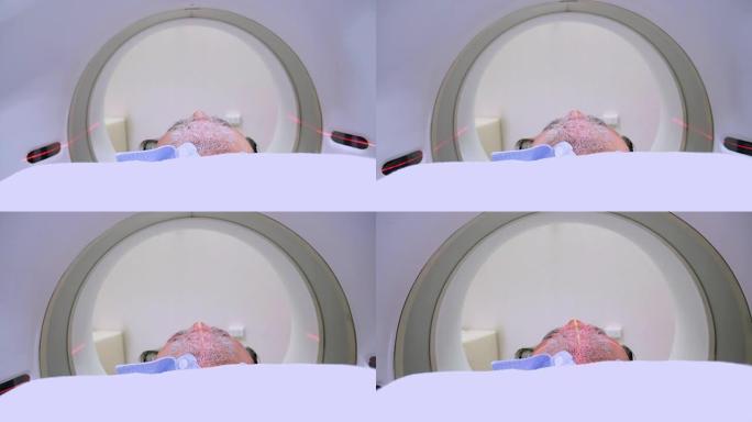 患者通过MRI，CT扫描仪扫描。磁共振检查。