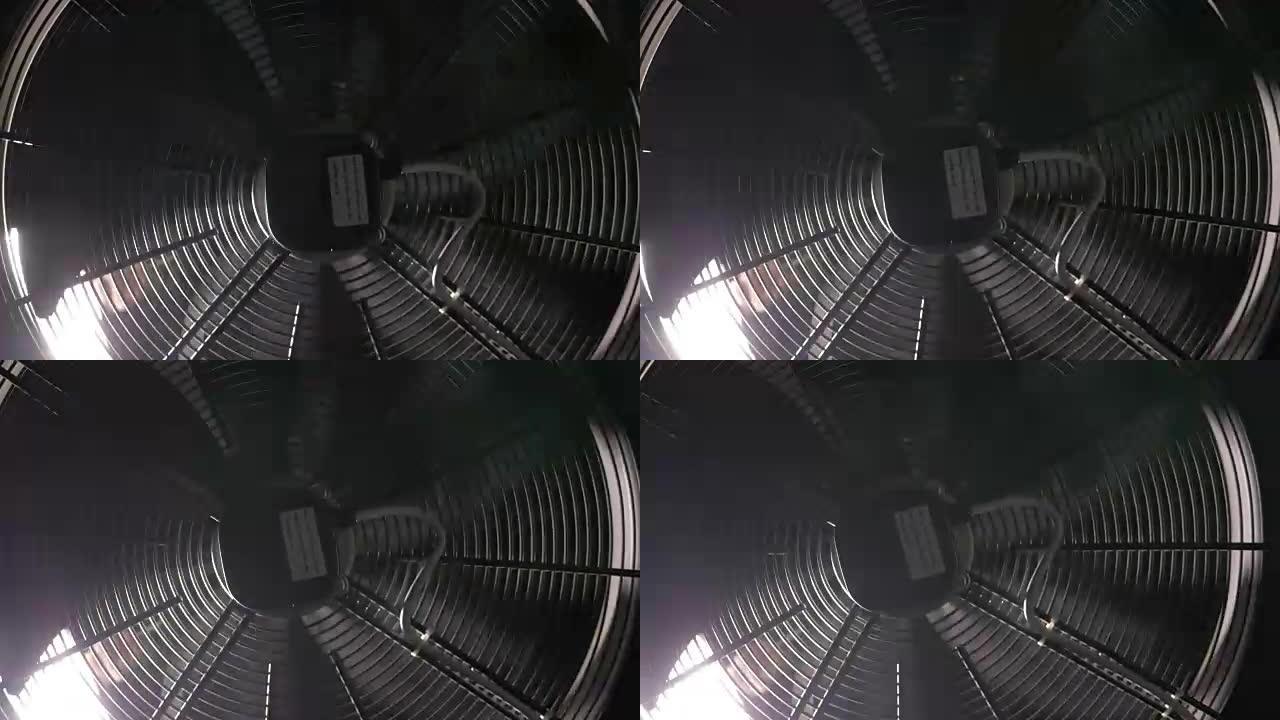 工厂工业冷却风扇的特写。4K。
