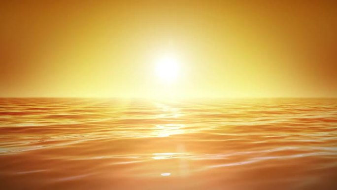 海洋和阳光。日落。橙色的天空。循环动画。高清1080。