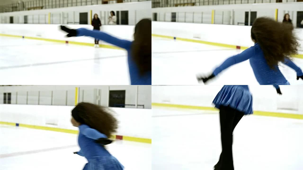 溜冰场上的小冰舞训练