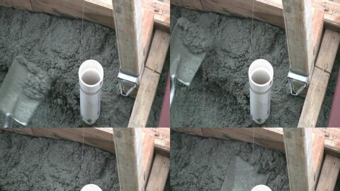 施工：铲子湿水泥/混凝土