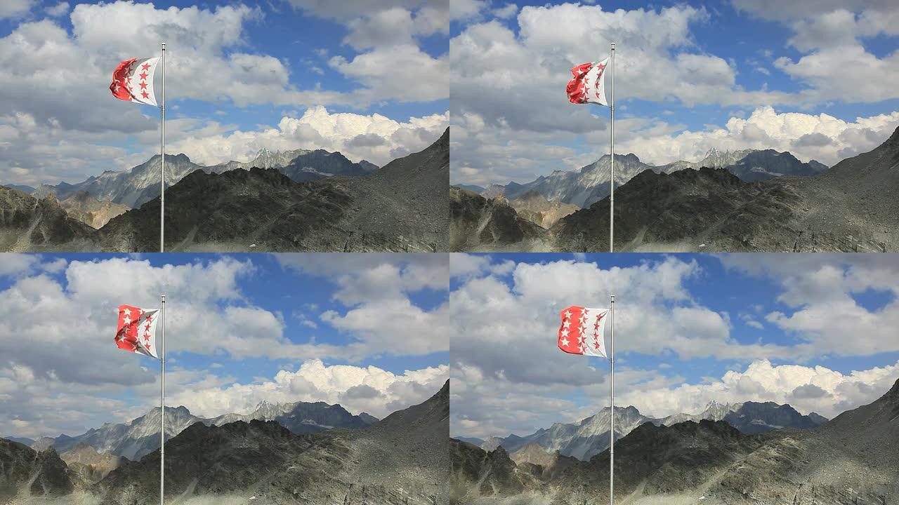 Valais Canton flag来自瑞士Cabane de Dix