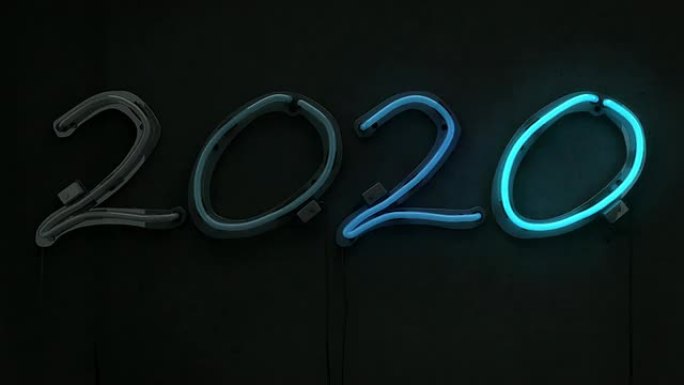 霓虹灯单词-2020蓝白发光（全高清）