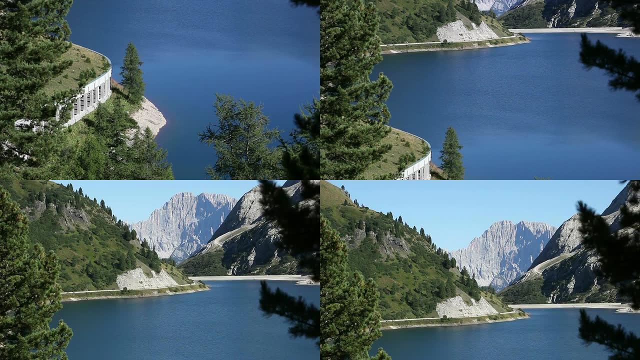 Fedaia湖和Mount Civetta Panning