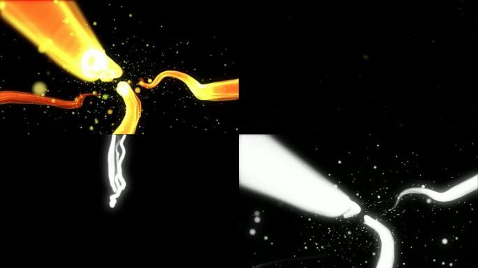 飞火+阿尔法光束冲屏金色粒子透明背景