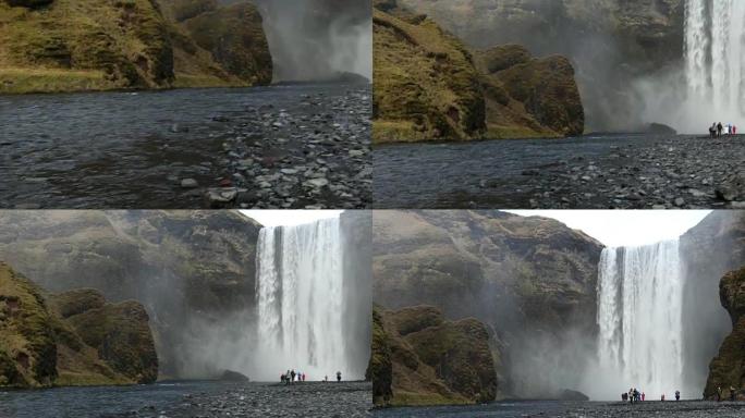 冰岛Skogafoss瀑布的电影倾斜