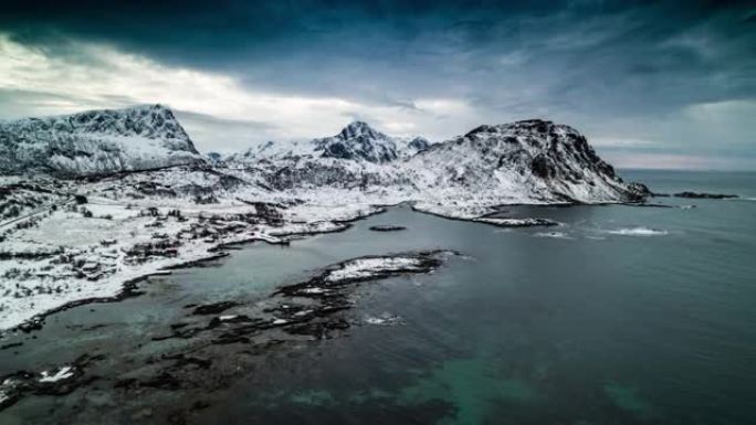 挪威罗弗滕群岛的北极海岸线-空中射击