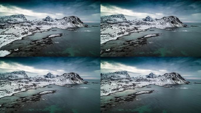 挪威罗弗滕群岛的北极海岸线-空中射击