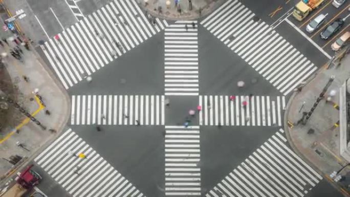 延时: 鸟瞰图行人在银座横穿日本东京