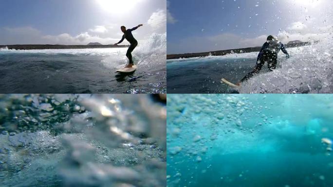 慢动作: 适合冲浪者在凉爽的冲浪板上捕捉当天的最后一波。