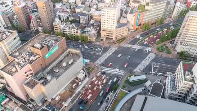 延时: 东京巨蛋附近的东京城市景观交界处的鸟瞰图