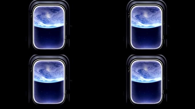通过太空飞船的窗户看到的地球，向右移动，太空，地球，轨道，国际空间站，美国宇航局