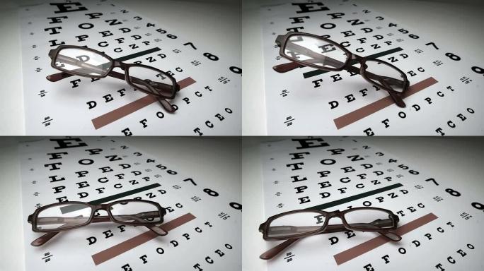 黑眼镜掉落在眼睛测试上