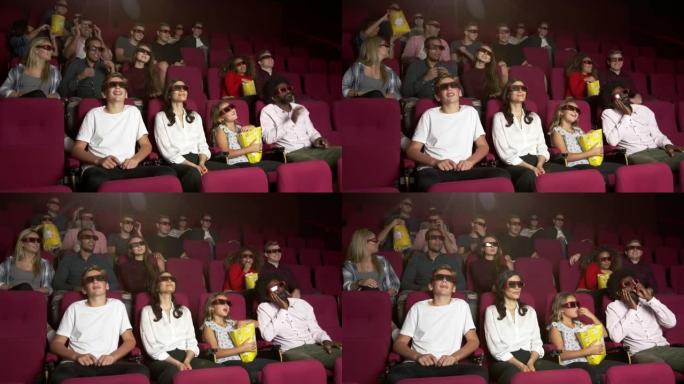 电影院中的观众观看R3D拍摄的3D电影