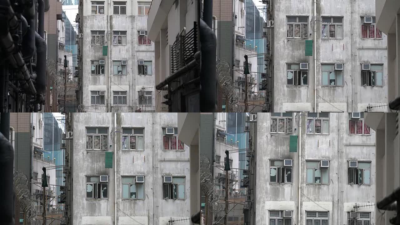香港旧公寓的两张照片