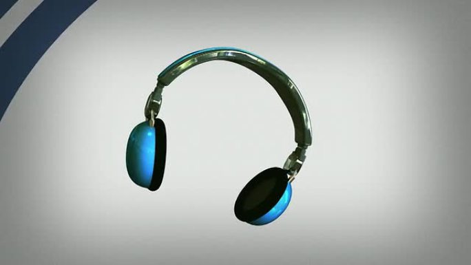 蓝色耳机和复古信号