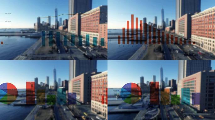 监视: 市长城市背景，前景为动画图形。