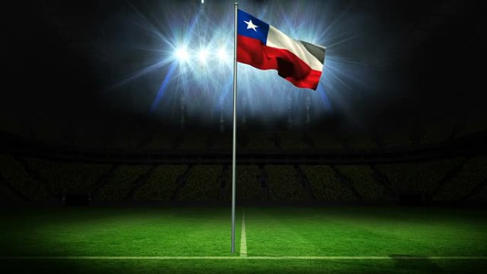 智利国旗在旗杆上挥舞
