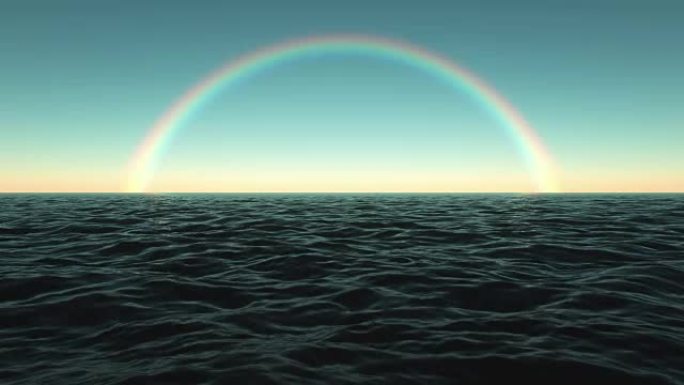 计算机生成的带有彩虹的海面