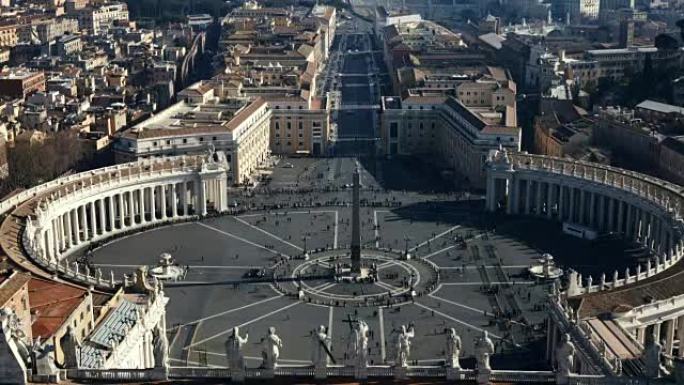 从意大利罗马圣彼得大教堂的圆顶看圣彼得广场的定格视频