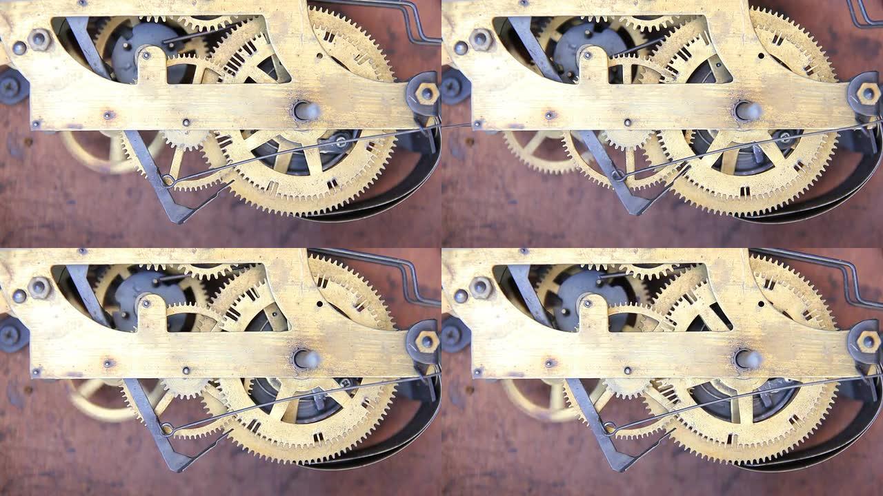 古董钟表的齿轮。轮机械加工精密加工