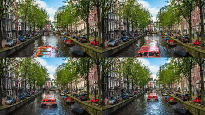 荷兰阿姆斯特丹的传统老建筑 -- 4k城市景观、景观和建筑