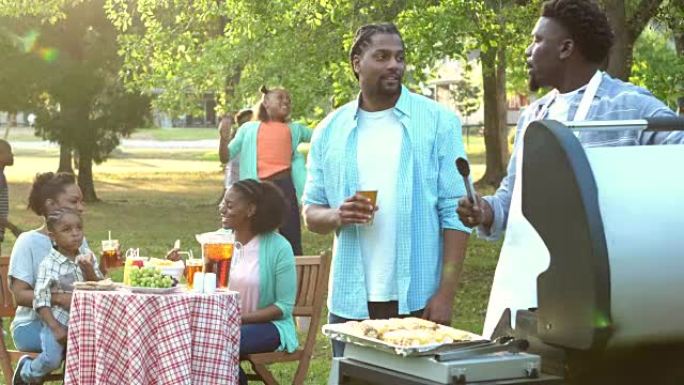 扩大的非裔美国人家庭有野餐