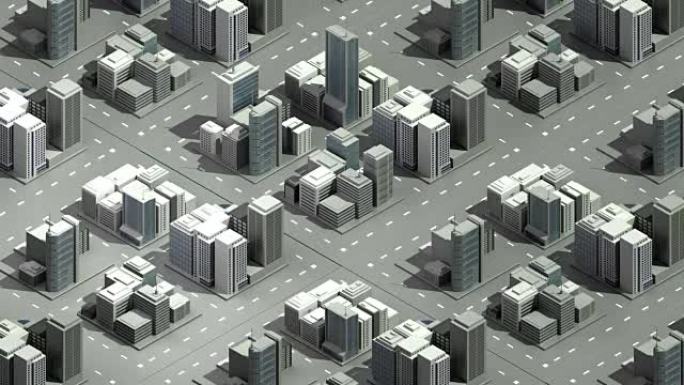 3D建筑物使城市，三个尺寸的插图视图。视觉2 (包括alpha)