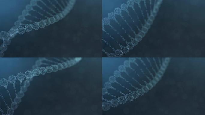 脉冲贯穿的旋转神经丛DNA链-蓝色版本